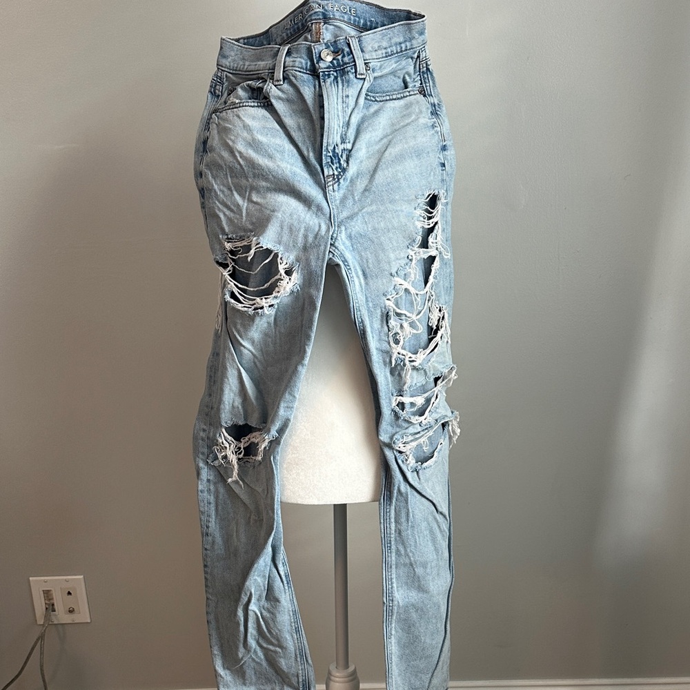 American Eagle Outfitters Light Blue Distressed Skinny Jeans